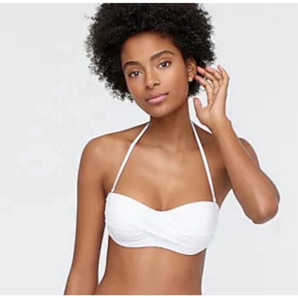 J Crew Bikini Top 36D Bathing‎ Suit Strapless Navy Padded Underwire Bandeau NWT - Picture 5 of 13
